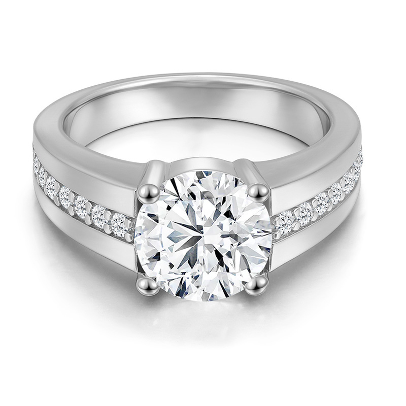 Charlotte Half Bezel Moissanite Engagement Ring 2.0 ct-VOOGME