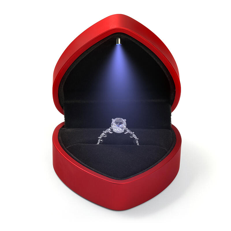 Voogme Cool Red Heart Shape Ring Box with LED Light