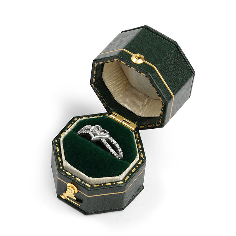 Voogme Vintage Green Octagon Velvet Ring Box