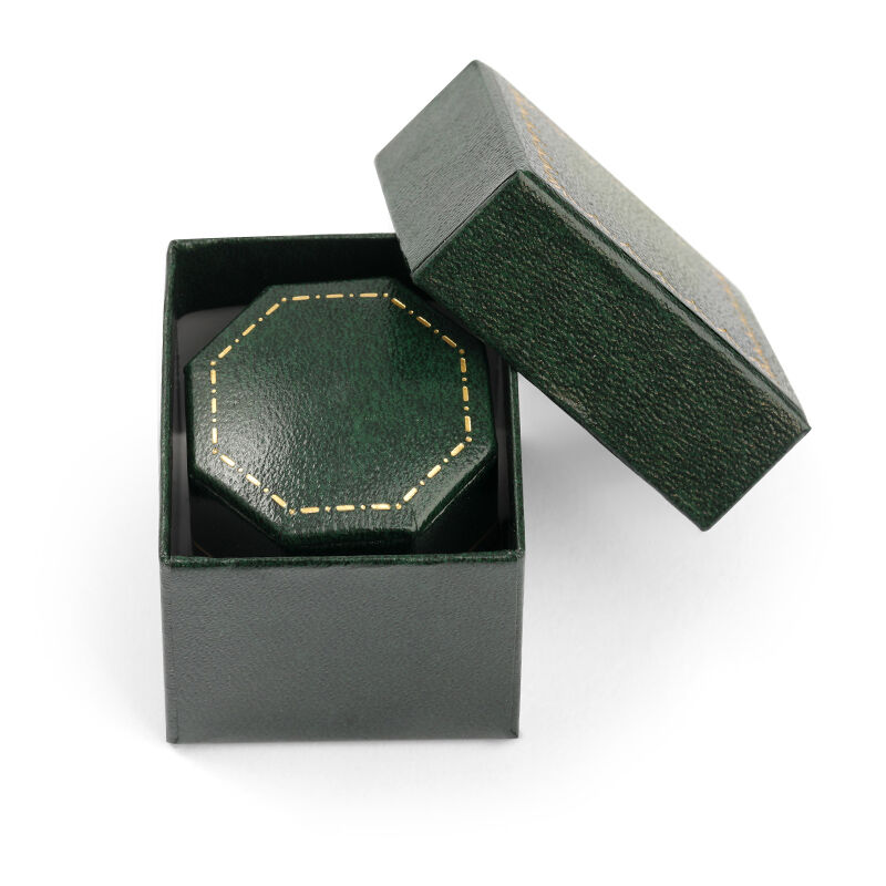 Voogme Vintage Green Octagon Velvet Ring Box
