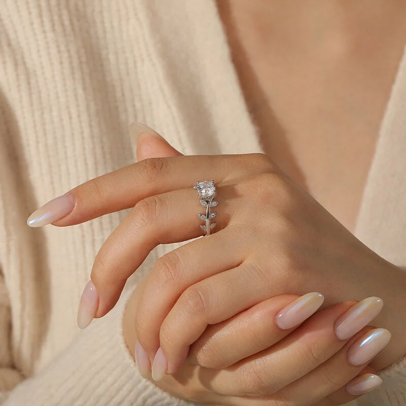 Rose Vine Moissanite Ring