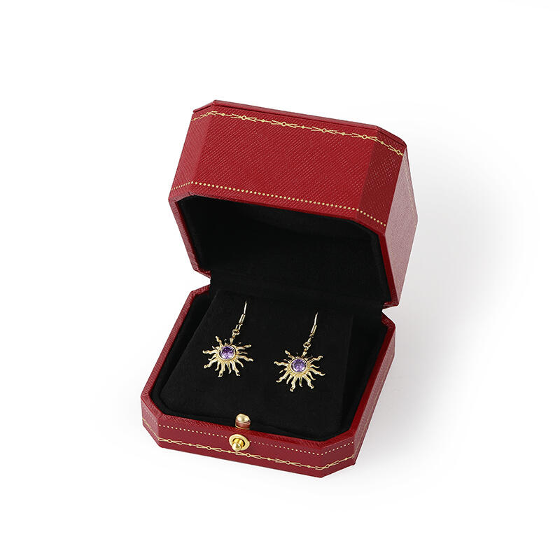 Voogme Vintage Red Earring Box Jewelry Storage