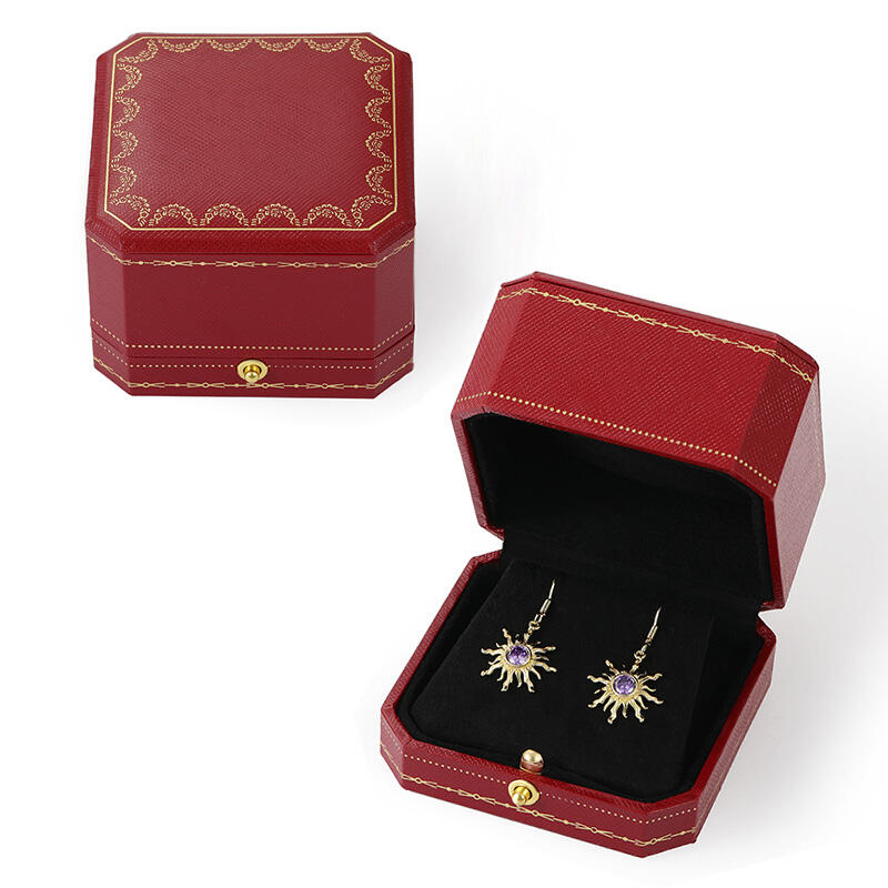 Voogme Vintage Red Earring Box Jewelry Storage