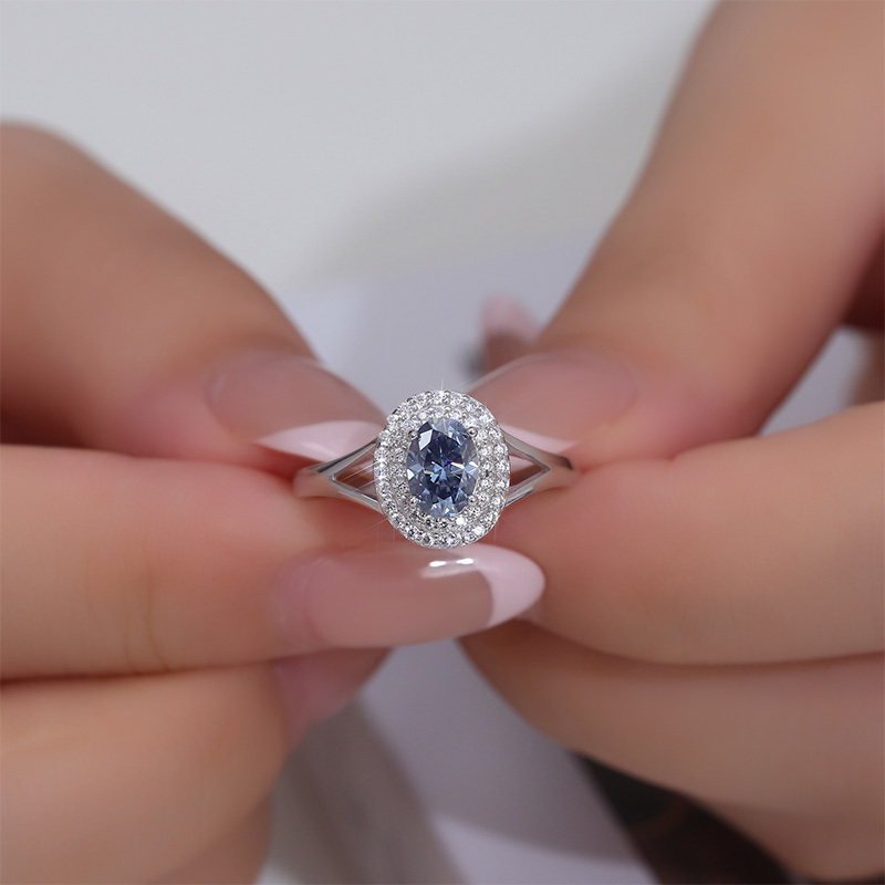 Amelia Oval Cut Double Halo Moissanite Engagement Ring-VOOGME