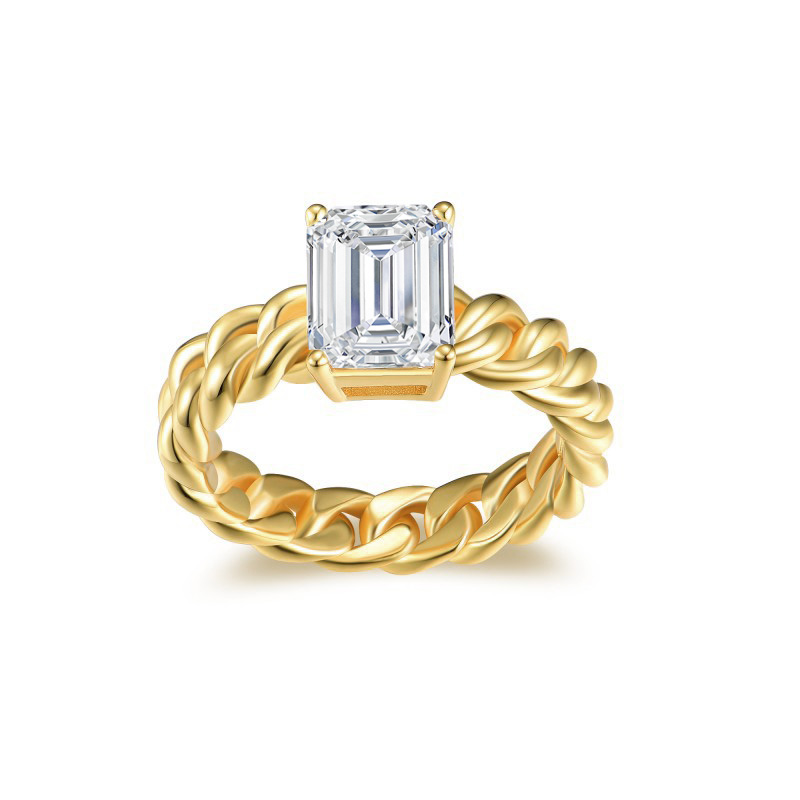 Braided Emerald Moissanite Engagement Ring 3.0 ct-VOOGME