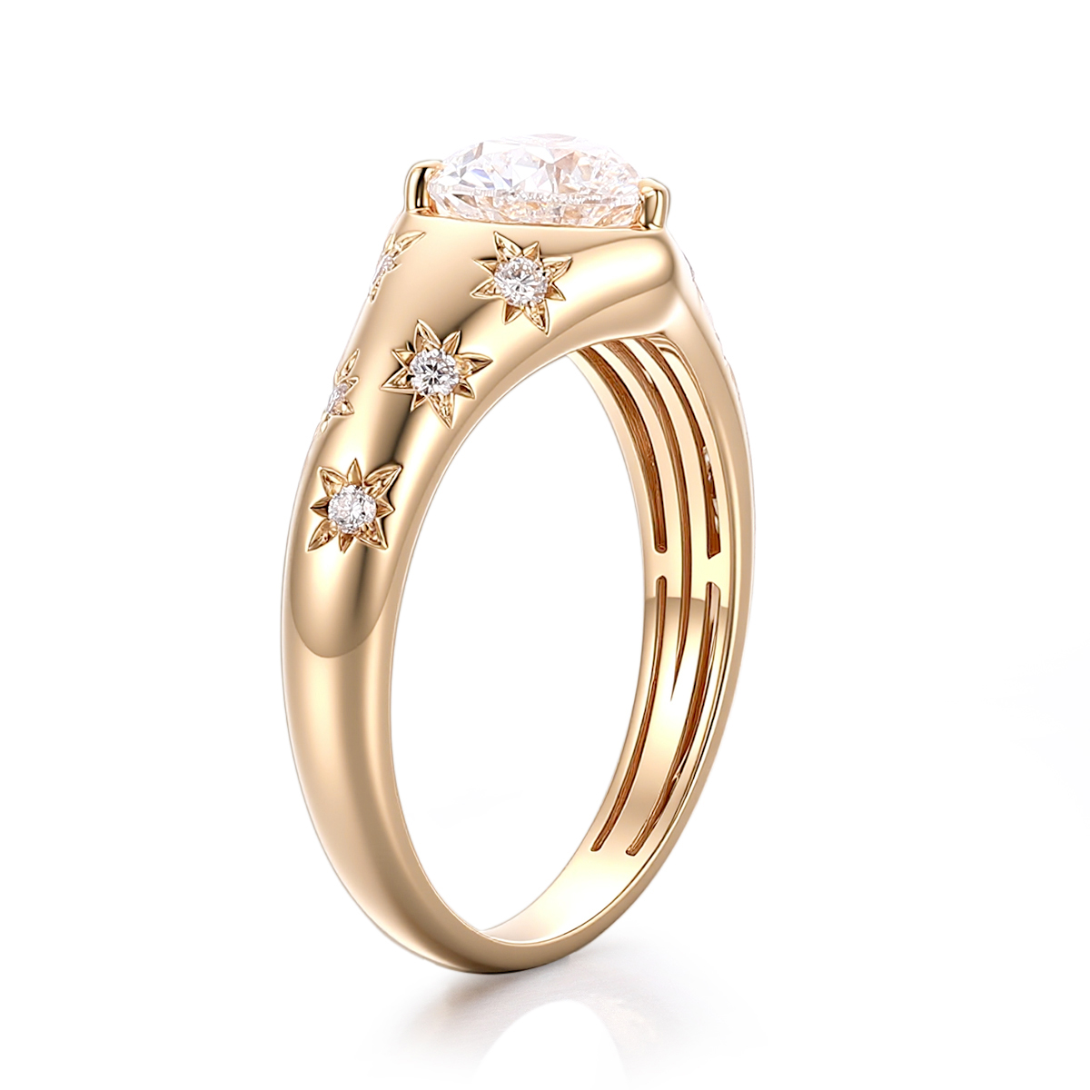 Bezel Heart Star Moissanite Ring