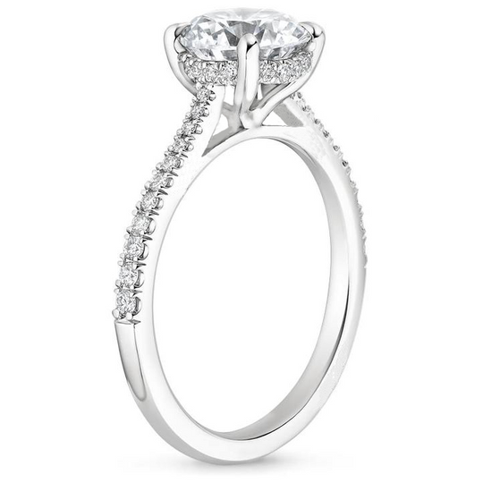 French Pave Moissanite Engagement Ring-VOOGME