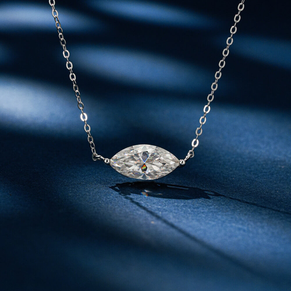East West Marquise Moissanite Necklace