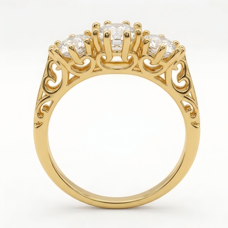 Vintage Three-Stone Moissanite Ring