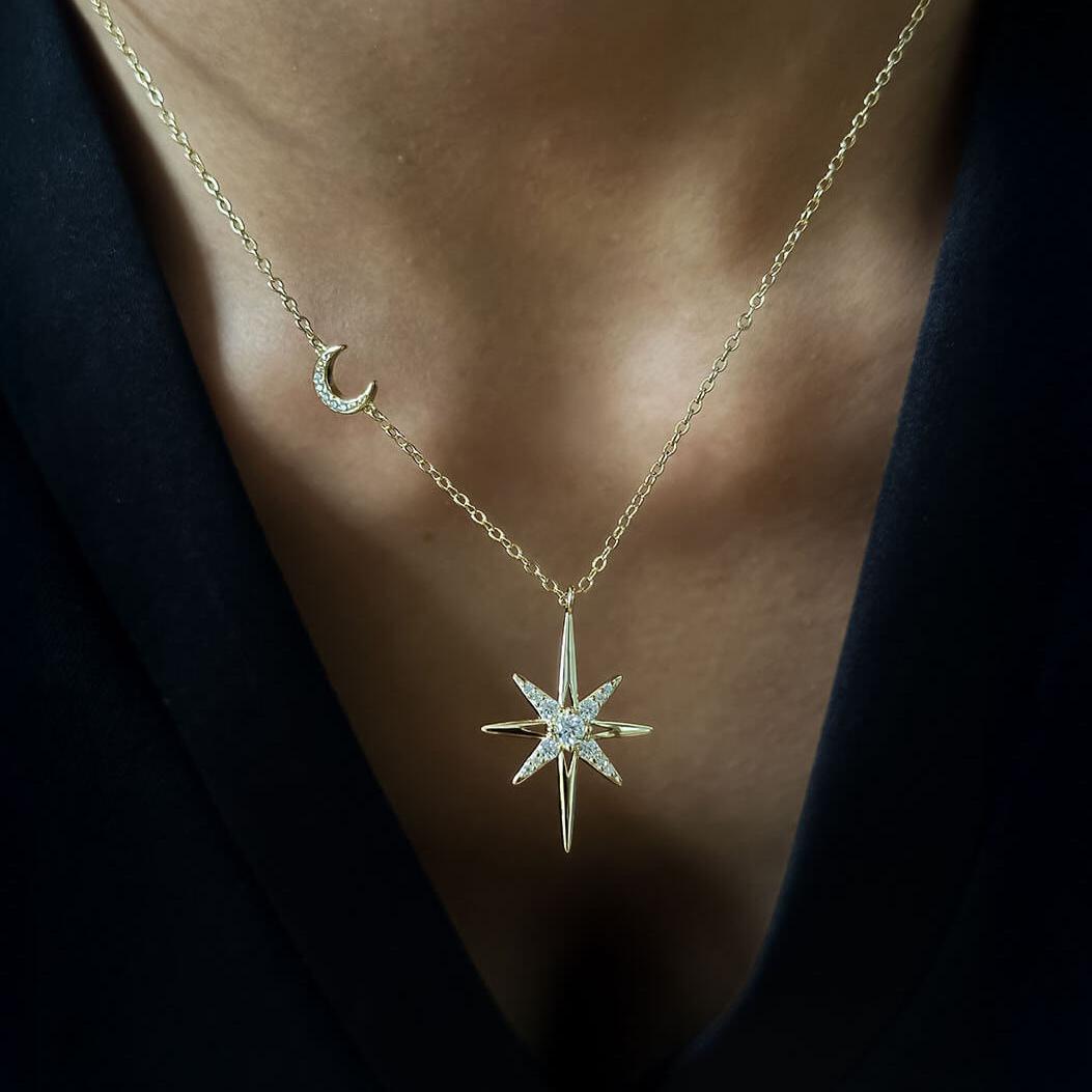 Star Moon Moissanite Necklace