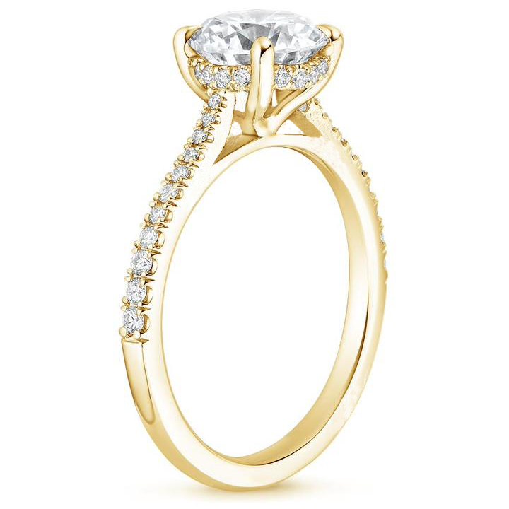French Pave Cushion Moissanite Engagement Ring-VOOGME