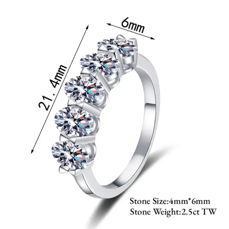 Five-Stone Oval Moissanite Ring