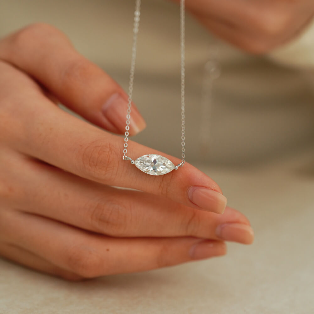 East West Marquise Moissanite Necklace