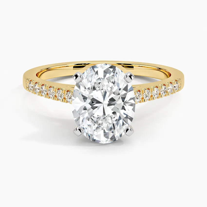 Customized 10K yellow gold French Pave Mixed Metal Moissanite Engagement Ring
