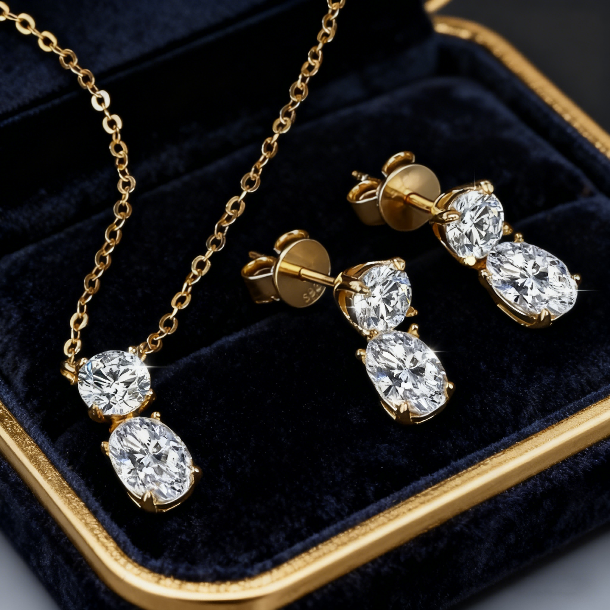 Double Stone Oval Moissanite Set