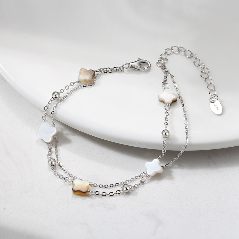 Cherish Clover Natural Shell Bracelet