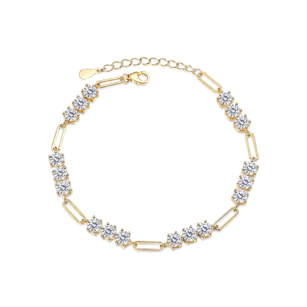 5.4CT Paperclip Tennis Moissanite Bracelet