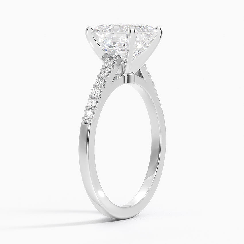 French Pave Mixed Metal Moissanite Engagement Ring-VOOGME