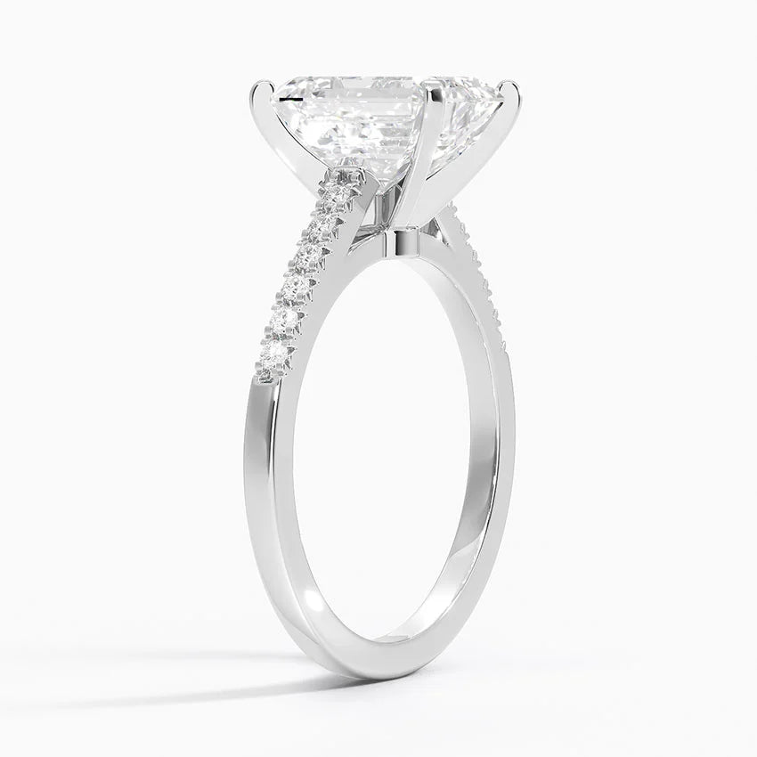 French Pave Mixed Metal Moissanite Engagement Ring-VOOGME