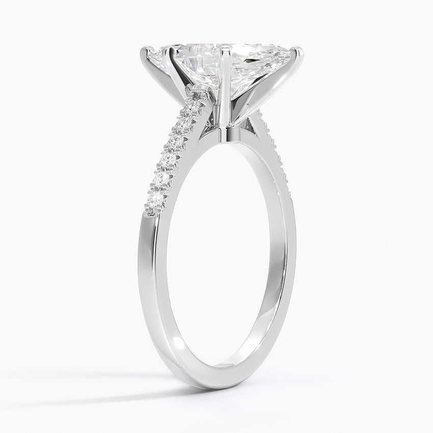 French Pave Mixed Metal Moissanite Engagement Ring-VOOGME