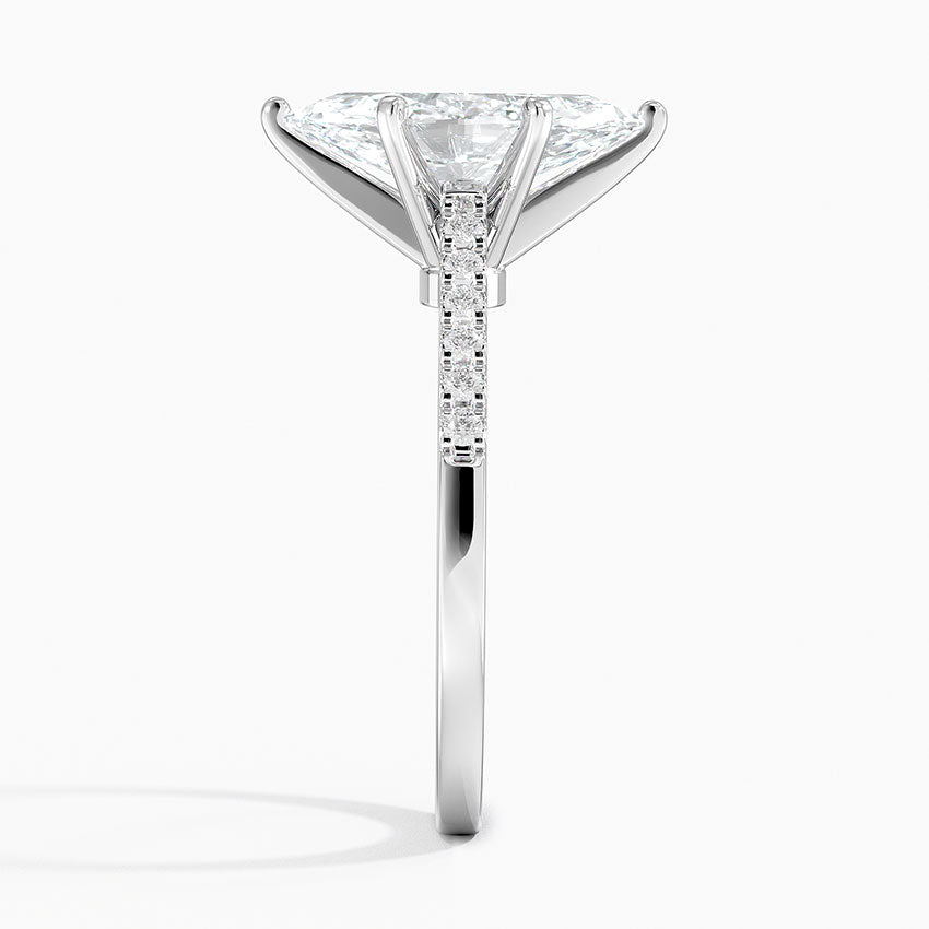 French Pave Mixed Metal Moissanite Engagement Ring-VOOGME