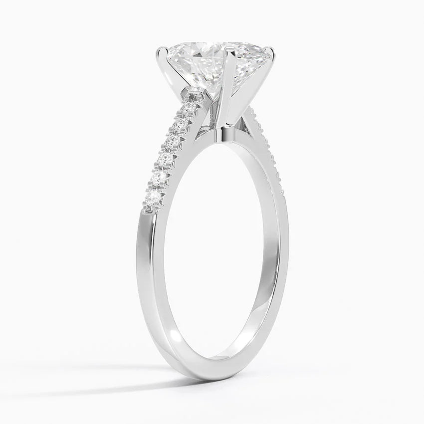 French Pave Mixed Metal Moissanite Engagement Ring-VOOGME