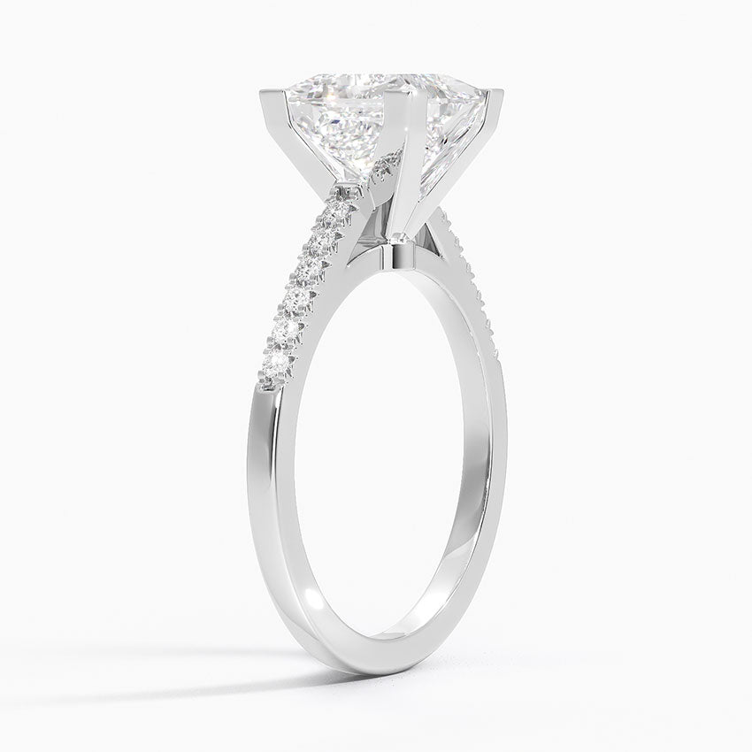 French Pave Mixed Metal Moissanite Engagement Ring-VOOGME