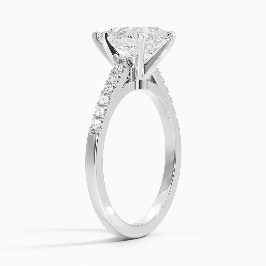 French Pave Mixed Metal Moissanite Engagement Ring-VOOGME