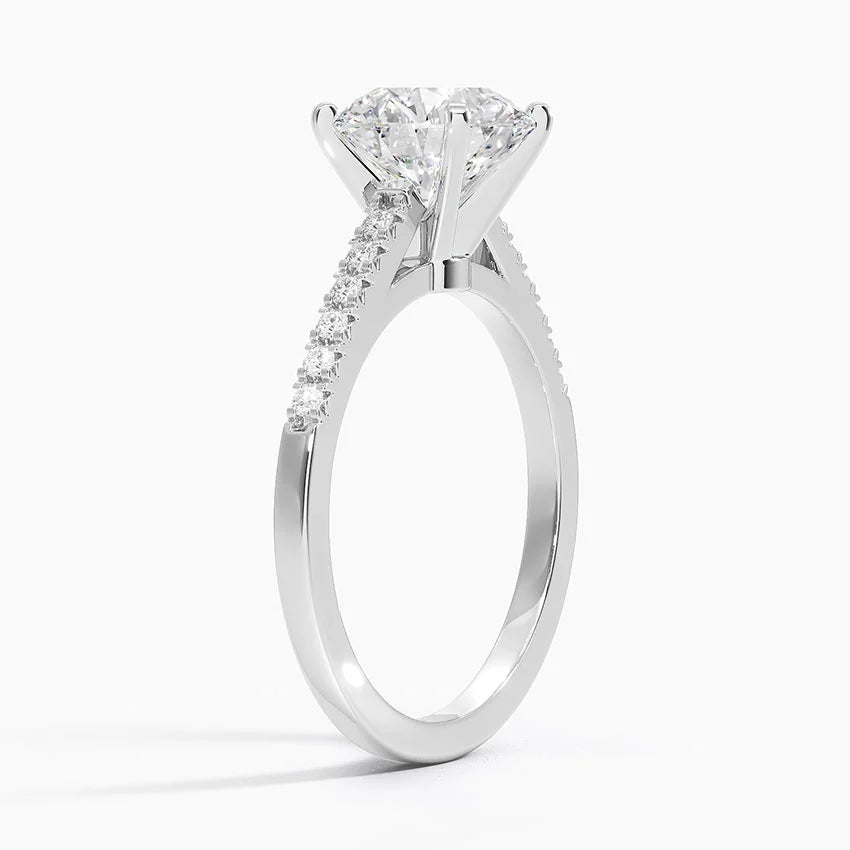 French Pave Mixed Metal Moissanite Engagement Ring-VOOGME