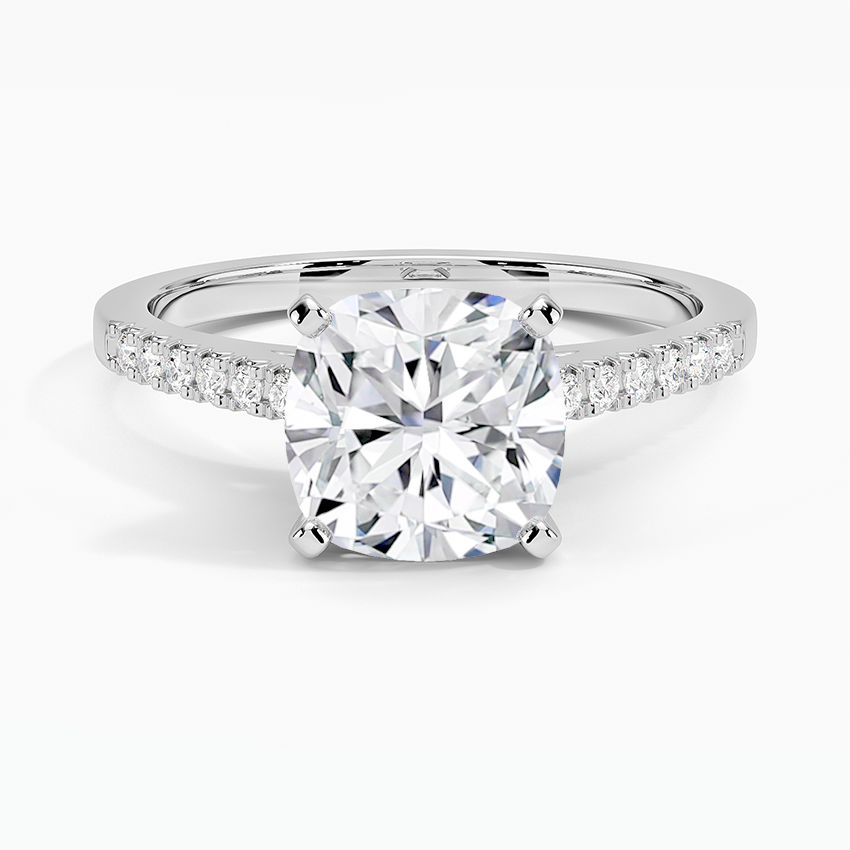 French Pave Mixed Metal Moissanite Engagement Ring-VOOGME