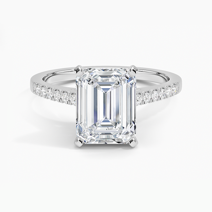 French Pave Mixed Metal Moissanite Engagement Ring-VOOGME