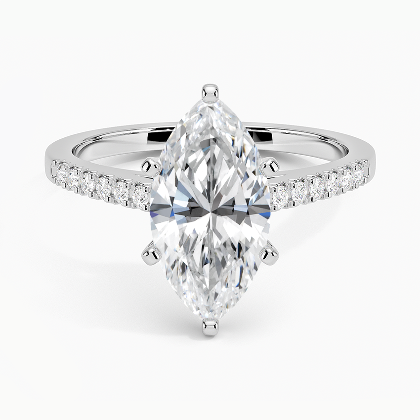 French Pave Mixed Metal Moissanite Engagement Ring-VOOGME
