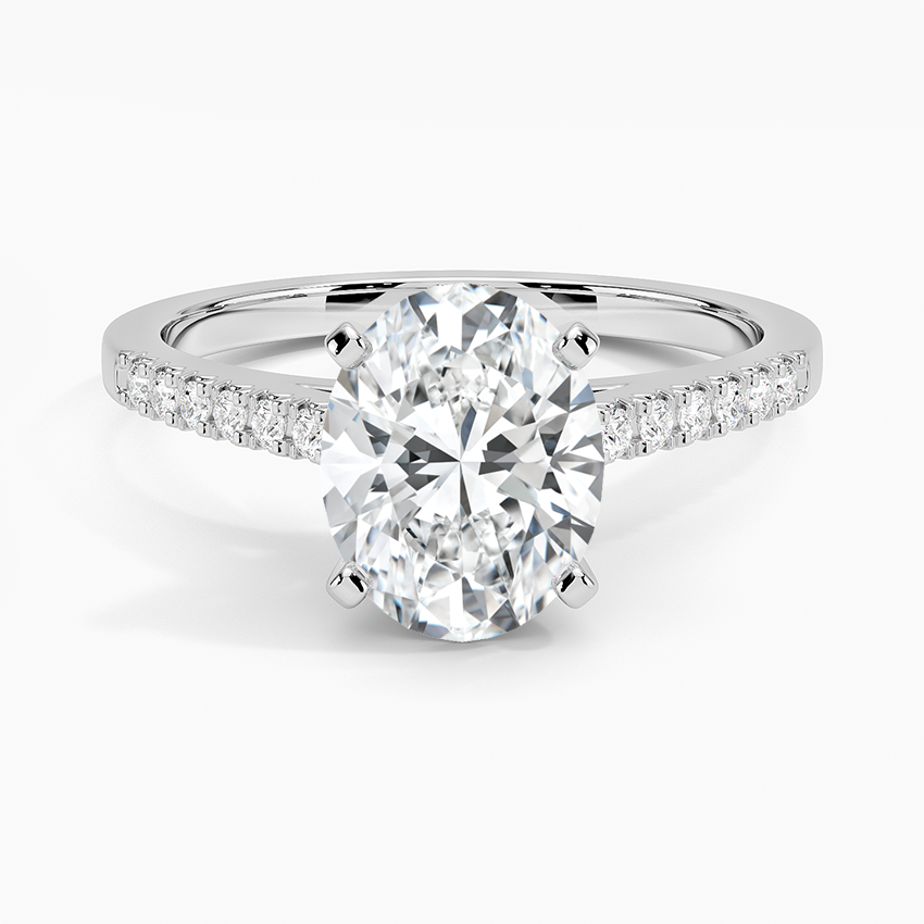 French Pave Mixed Metal Moissanite Engagement Ring-VOOGME