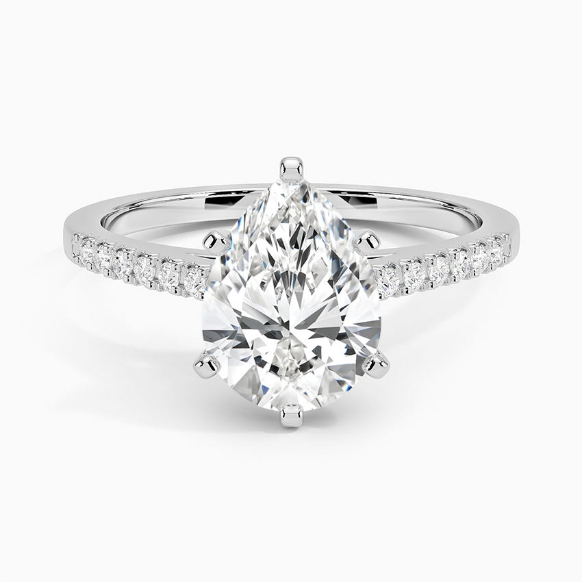 French Pave Mixed Metal Moissanite Engagement Ring-VOOGME