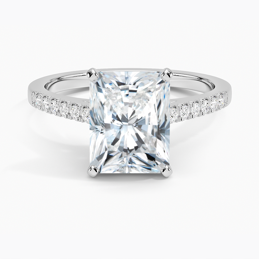 French Pave Mixed Metal Moissanite Engagement Ring-VOOGME