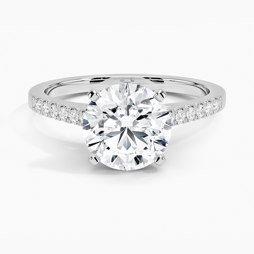 French Pave Mixed Metal Moissanite Engagement Ring-VOOGME