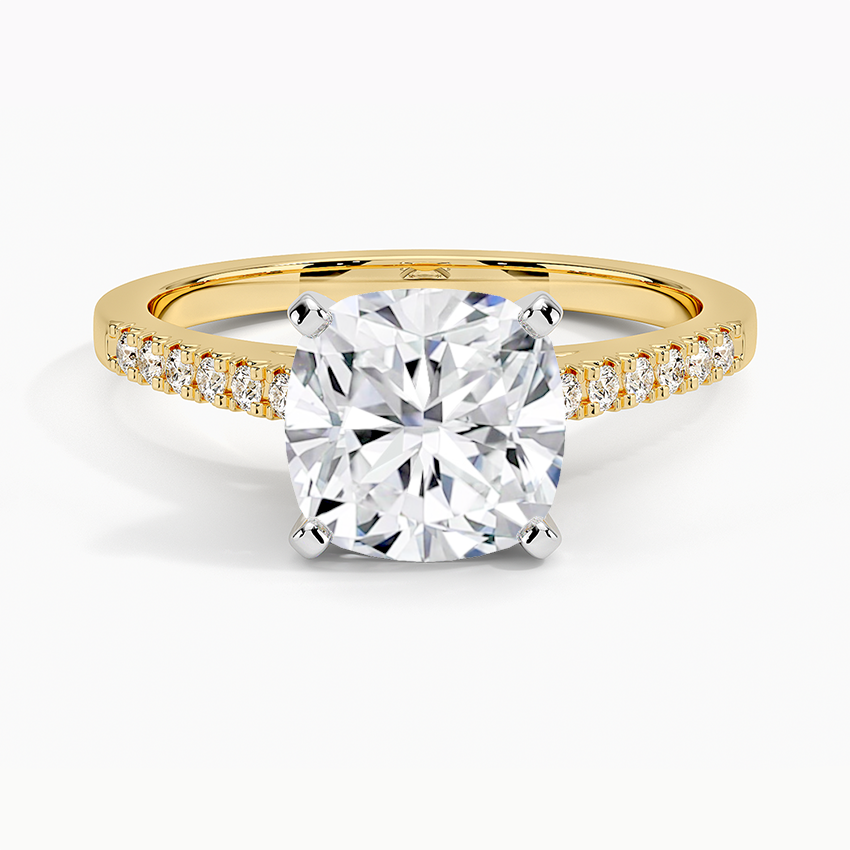 French Pave Mixed Metal Moissanite Engagement Ring-VOOGME