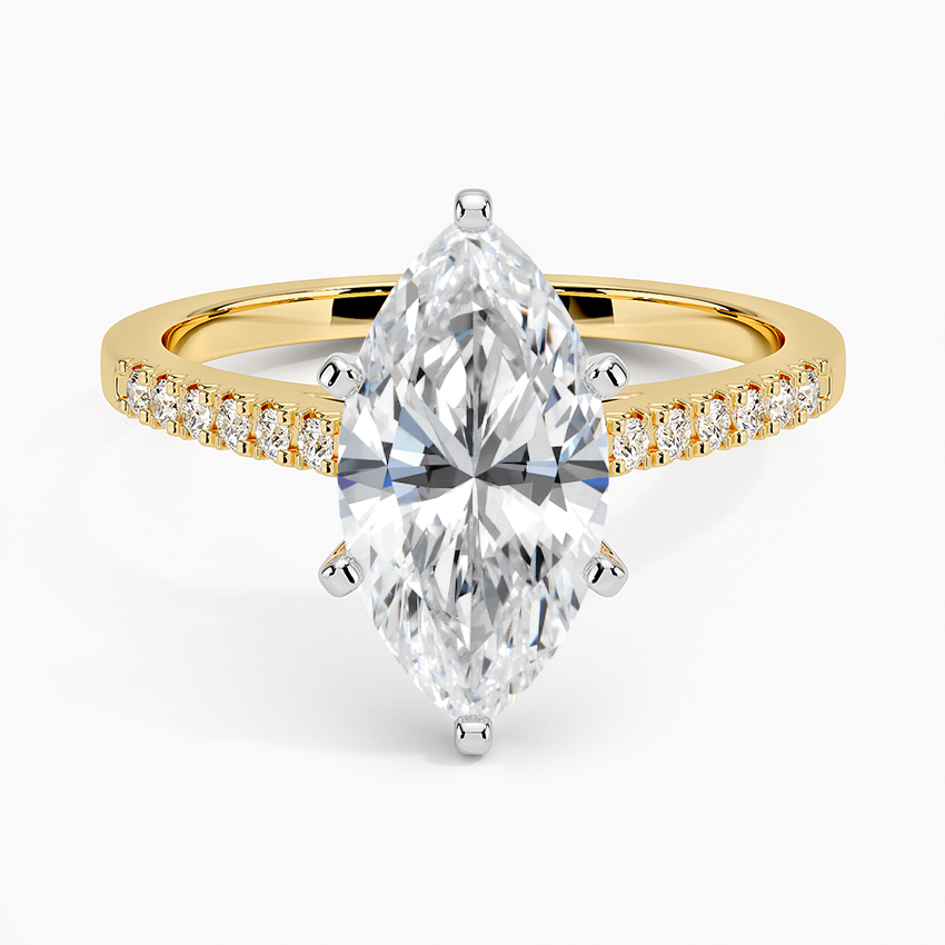 French Pave Mixed Metal Moissanite Engagement Ring-VOOGME