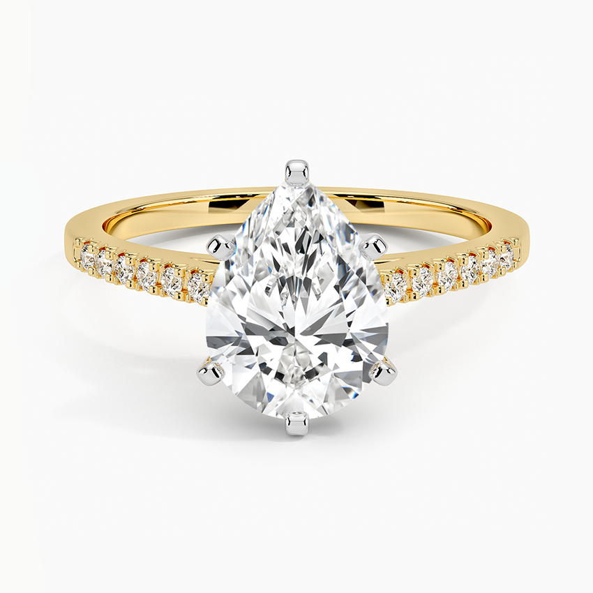 French Pave Mixed Metal Moissanite Engagement Ring-VOOGME