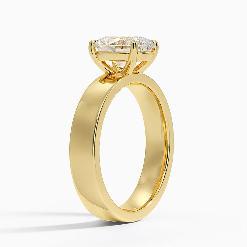 Wide Solitaire Moissanite Engagement Ring-VOOGME