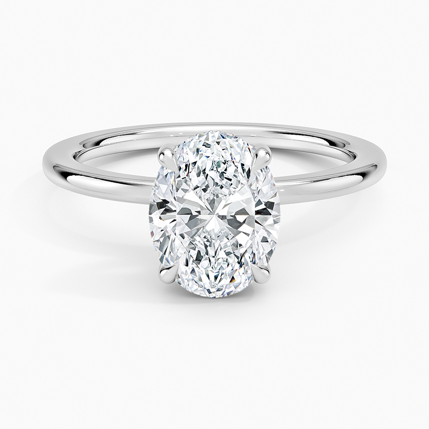 Hidden Pave Oval Moissanite Engagement Ring