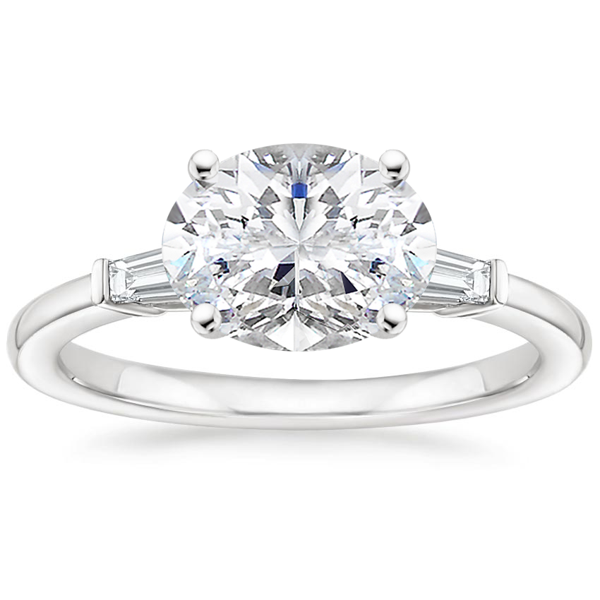 East West Tapered Baguette Moissanite Engagement Ring-VOOGME