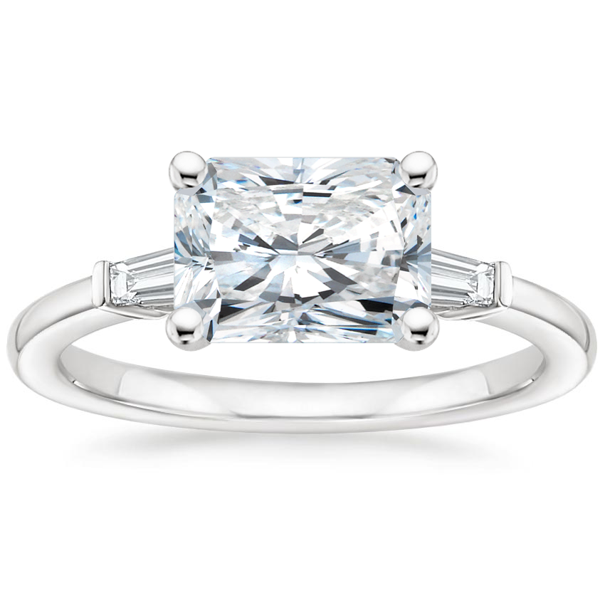 East West Tapered Baguette Moissanite Engagement Ring-VOOGME