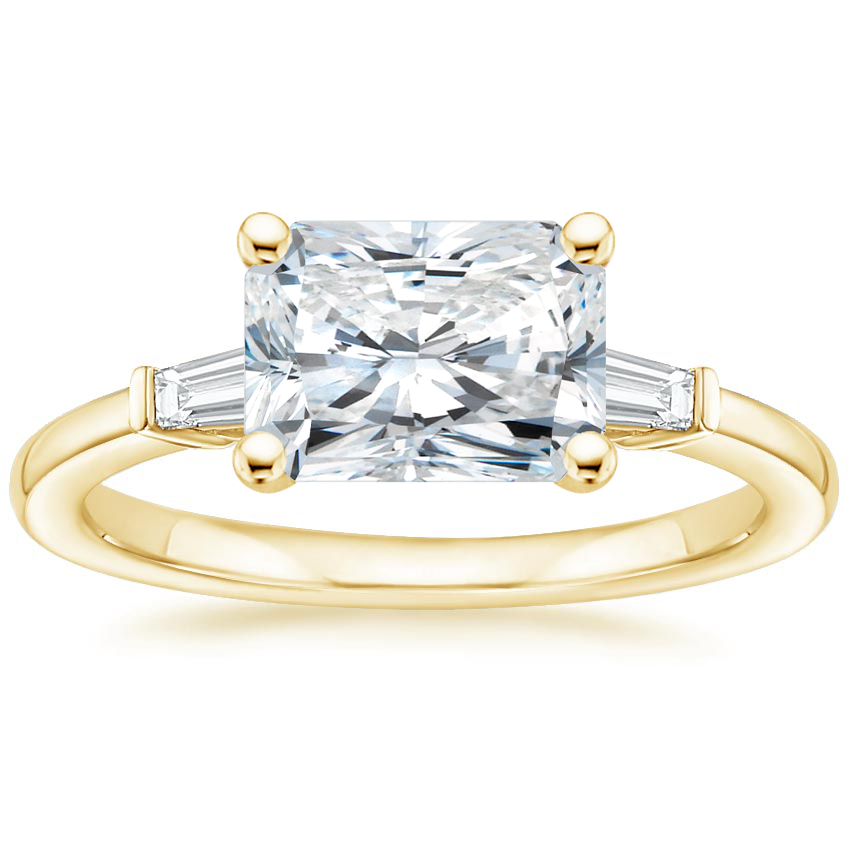East West Tapered Baguette Moissanite Engagement Ring-VOOGME