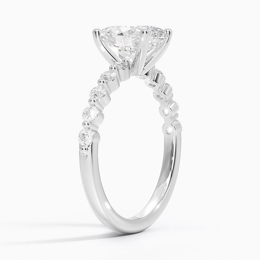 Parcel Sidestone Moissanite Engagement Ring-VOOGME