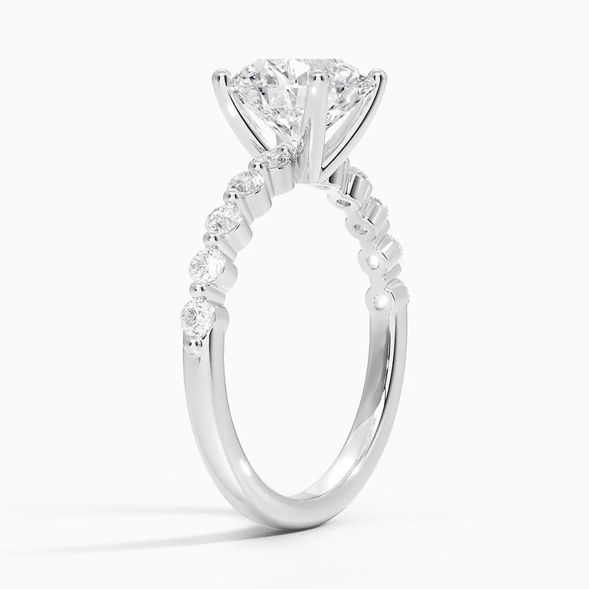 Parcel Sidestone Moissanite Engagement Ring-VOOGME