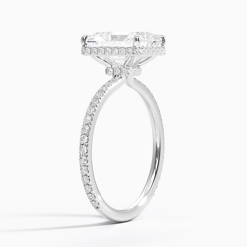 Accent Double Halo Moissanite Engagement Ring-VOOGME