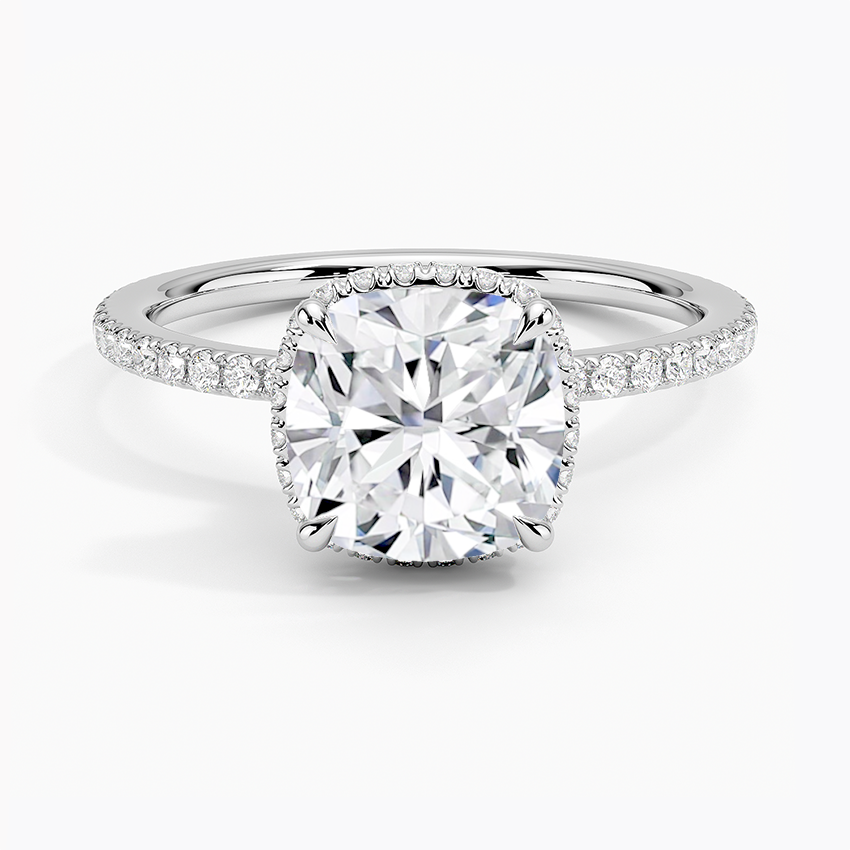 Accent Double Halo Moissanite Engagement Ring-VOOGME
