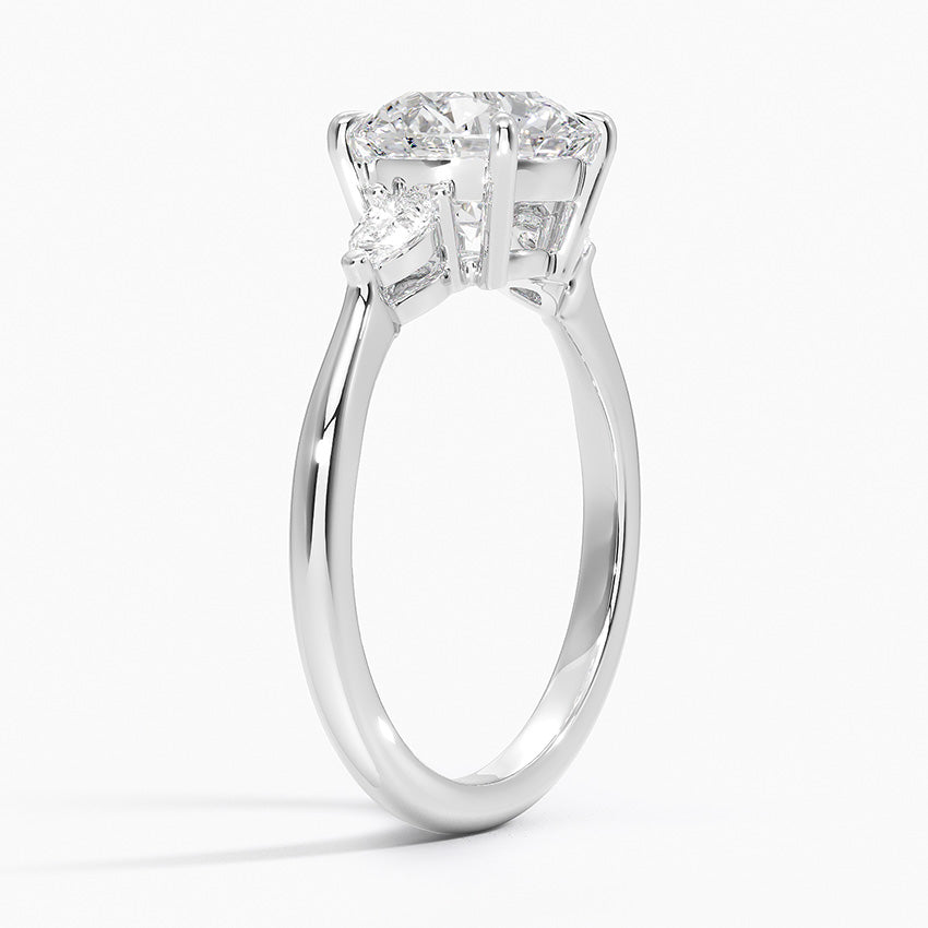 Pear Cut Three Stone Moissanite Engagement Ring-VOOGME