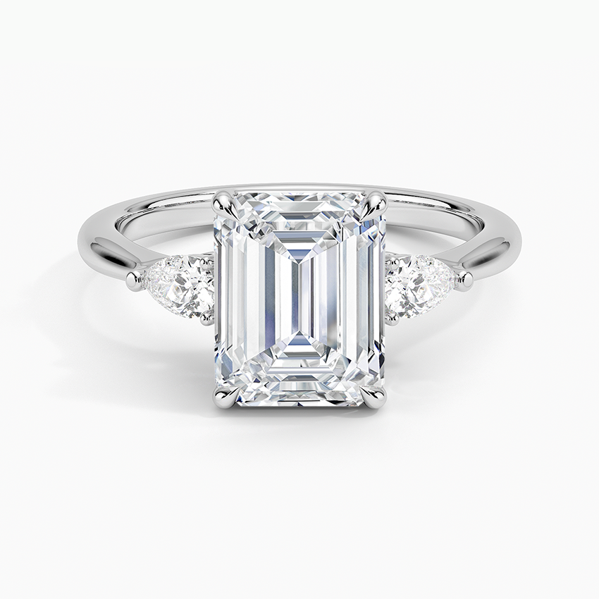 Pear Cut Three Stone Moissanite Engagement Ring-VOOGME